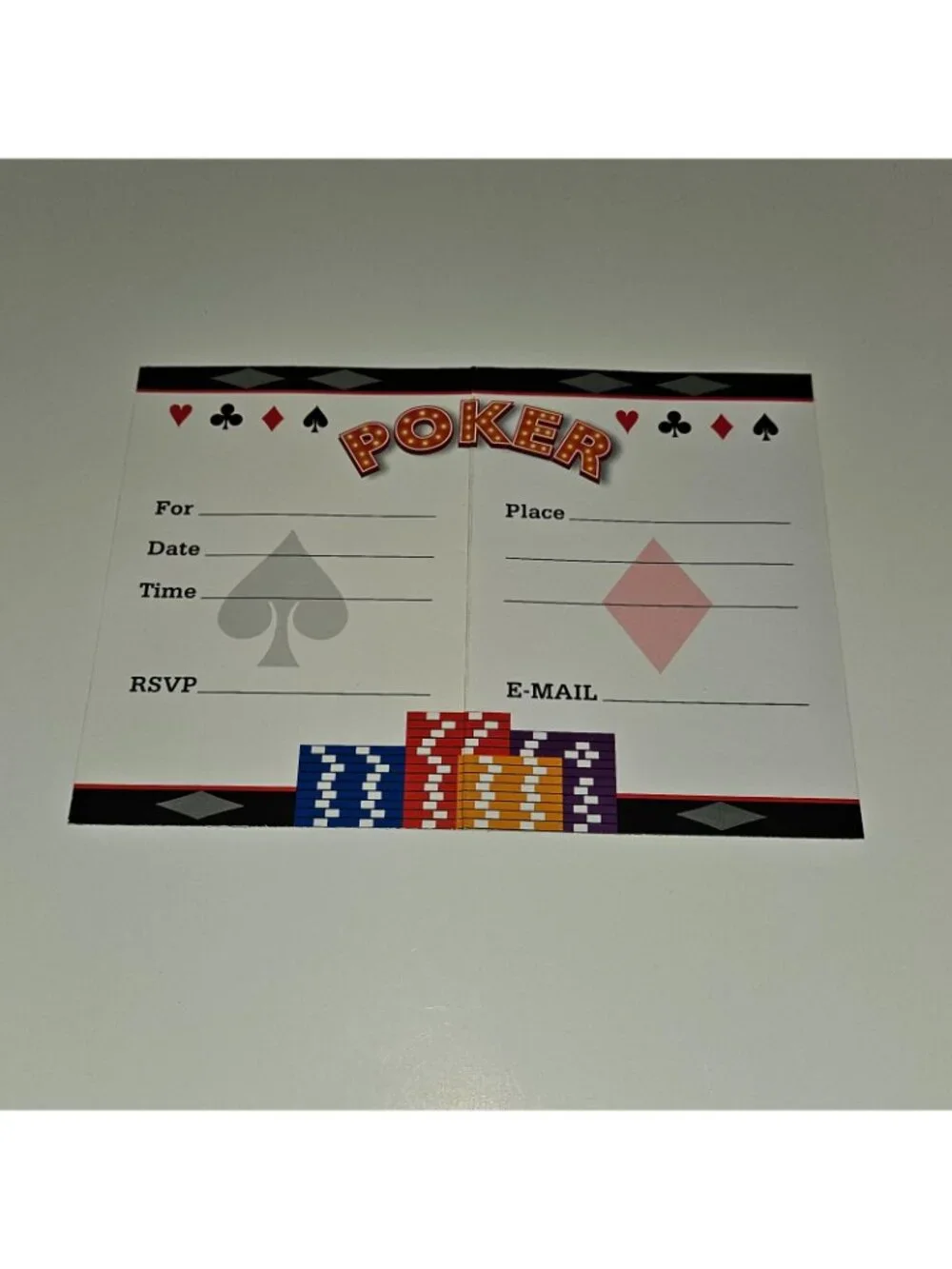 NEW 3 Packs Poker Game Night Party Invitations Lot (8 Cards/Envelopes Per Pk)